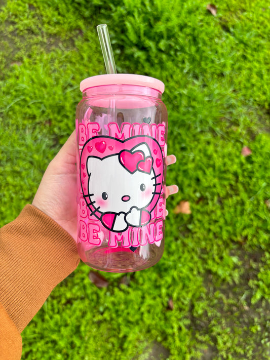 Pink Kitty Libby glass can 16 oz