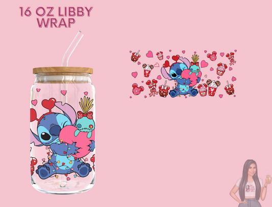 Blue Alien Valentines Libby glass can 16 oz