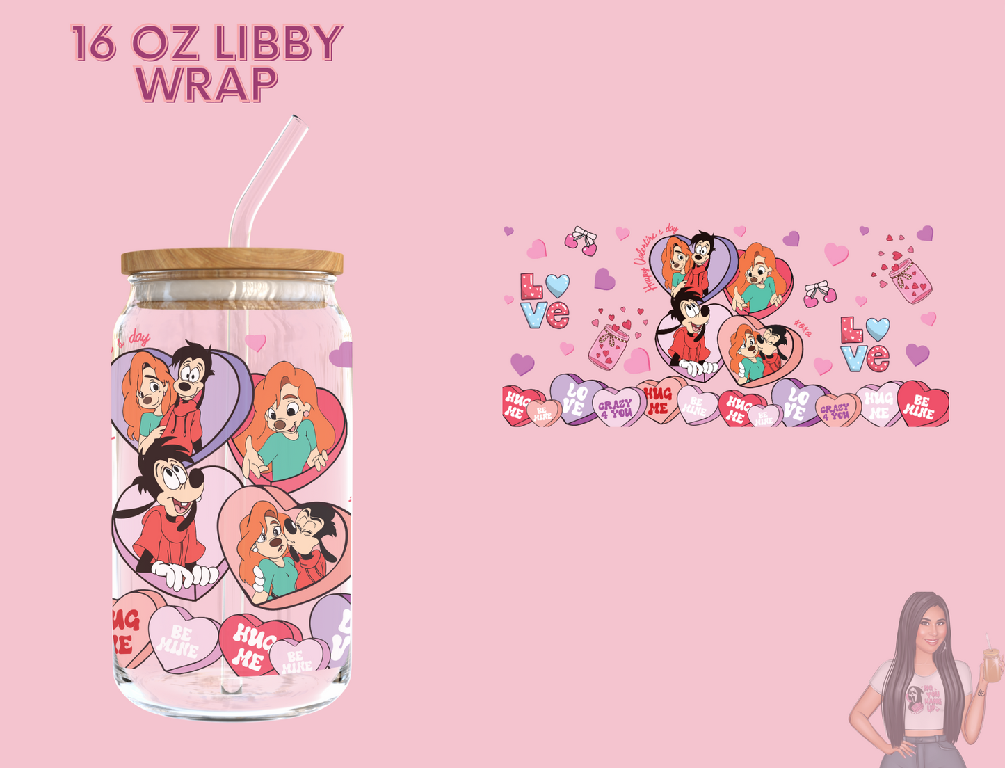 Max & Roxanne valentines Libby glass can 16 oz