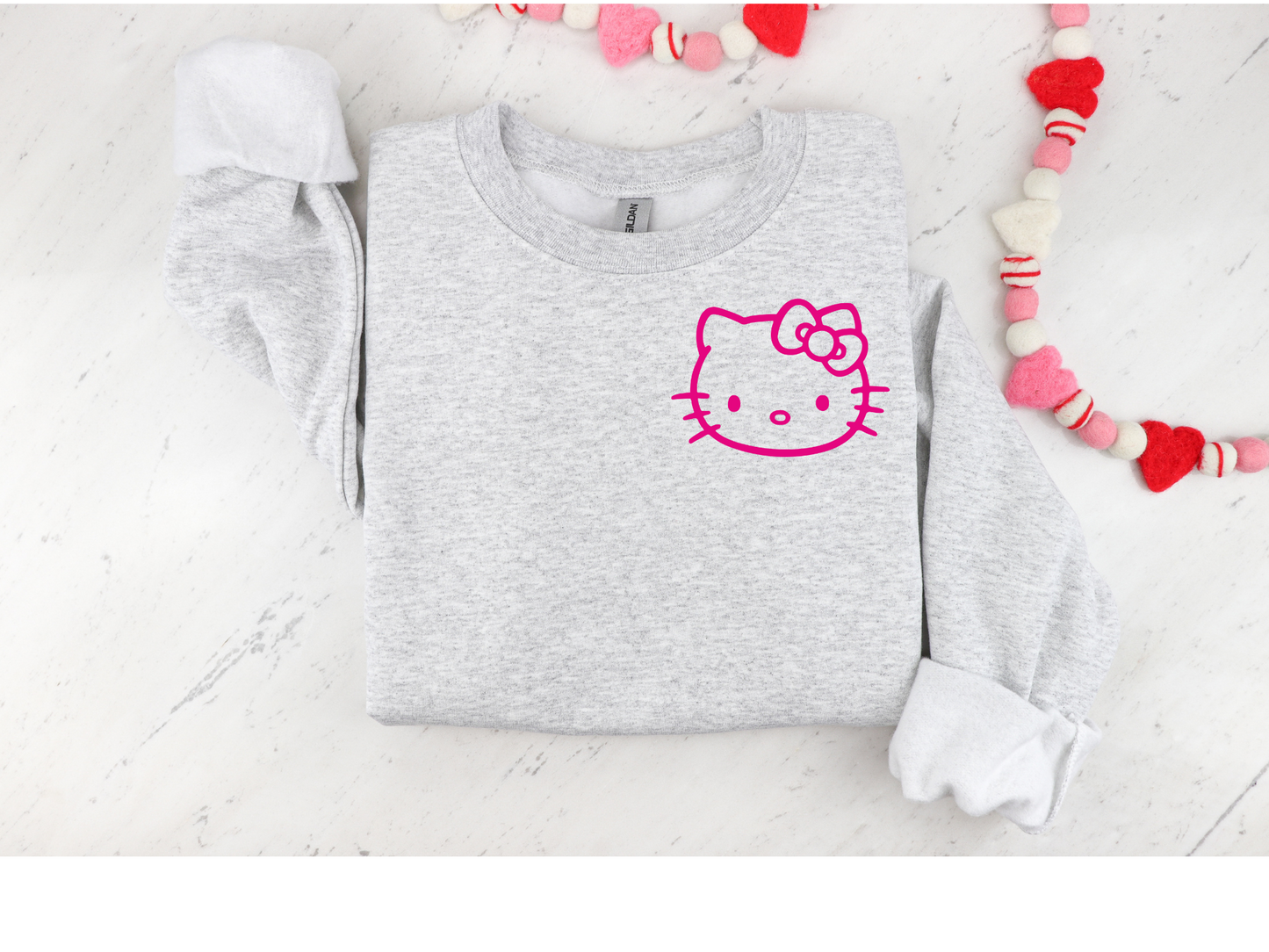 Pocket size pink kitty Crewneck- the Valentines Day Collection 2024 ♡