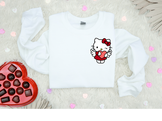 Pocket size pink kitty Crewneck- the Valentines Day Collection 2024 ♡