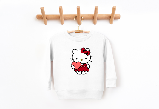 Toddler pink kitty crewneck