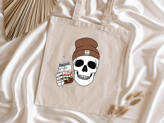 Skull Iced coffee tote bag