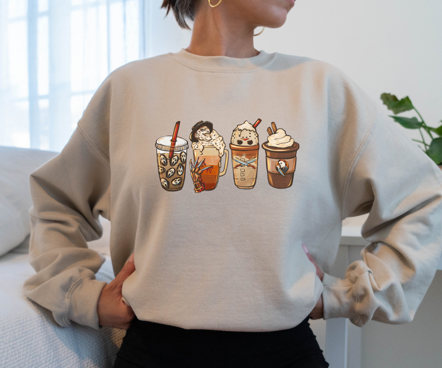 Horror coffee cups crewneck