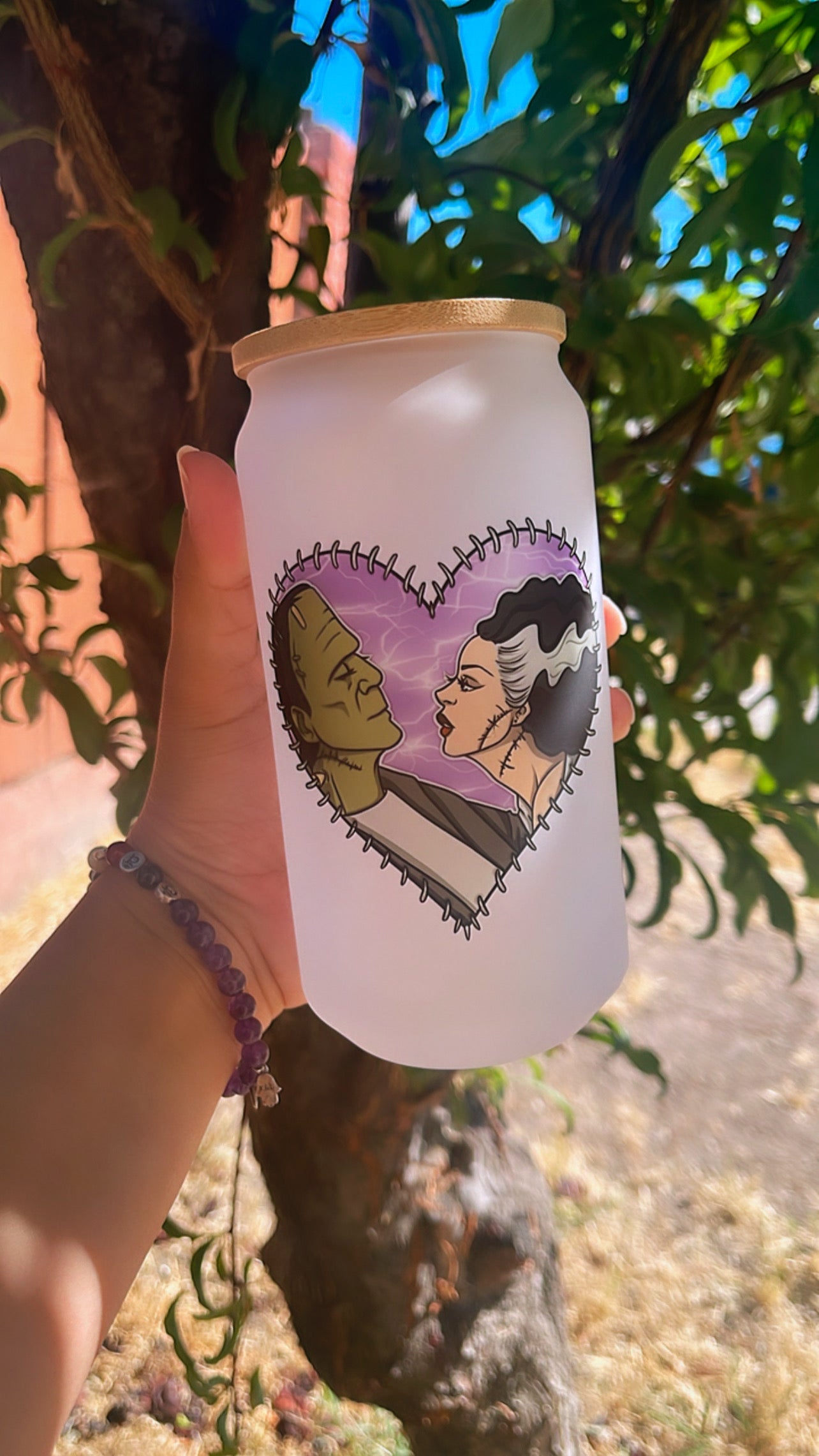 Bride of Frankenstein glass can