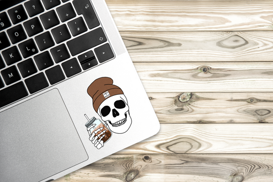 Coffee & Anxiety Skull Sticker