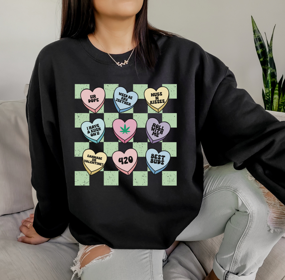 Valentines Day 4/20 hearts Crewneck- 2023