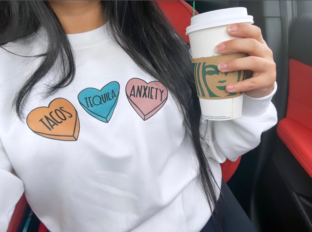 Valentines Tacos Tequila Anxiety Crewneck