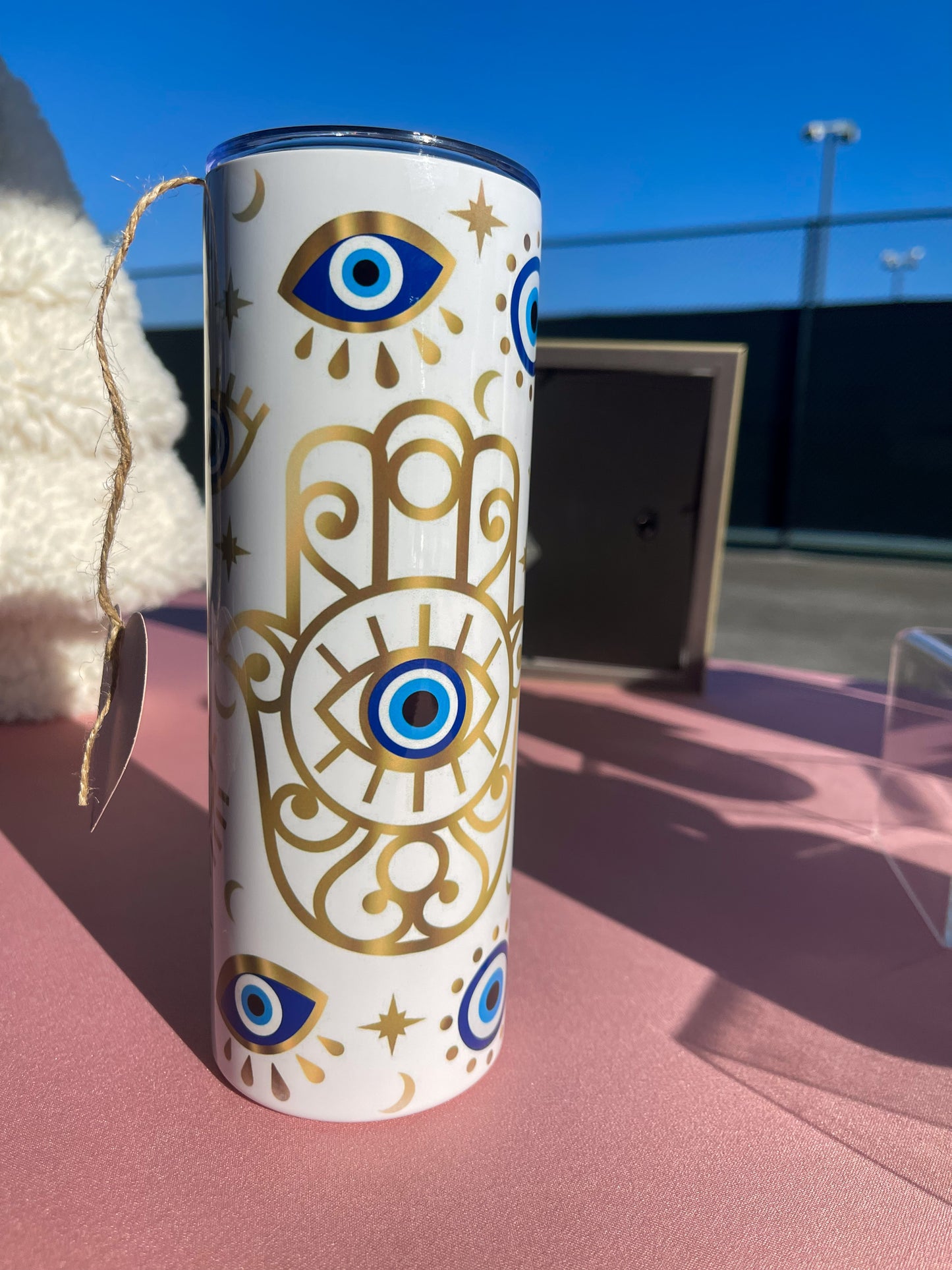 Evil eye tumbler blue